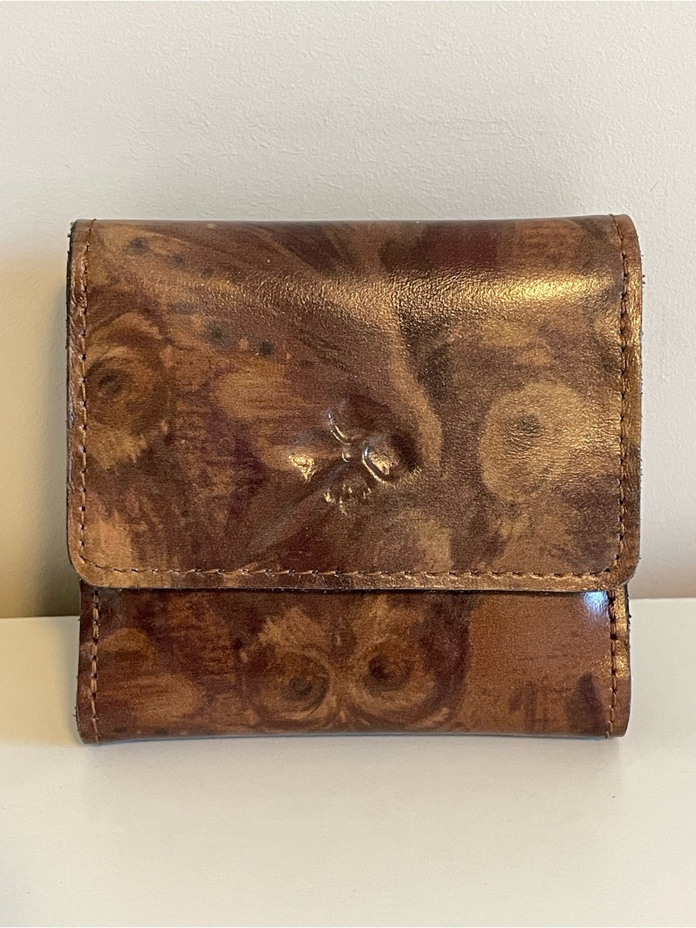NWOT Patricia Nash Leather Trifold Wallet - Brown Owl Print